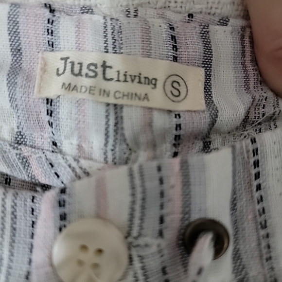 Just Living Pants Womens Small Striped Linen And Cotton Drawstring Lagenloook - Picture 3 of 7